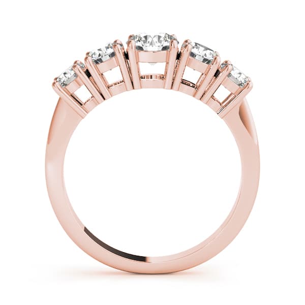 5-Stone Prong Set Wedding Band (0.8 ct. tw.), Side view in rose gold