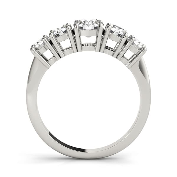 5-Stone Prong Set Wedding Band (0.8 ct. tw.), Side view in white gold or platinum