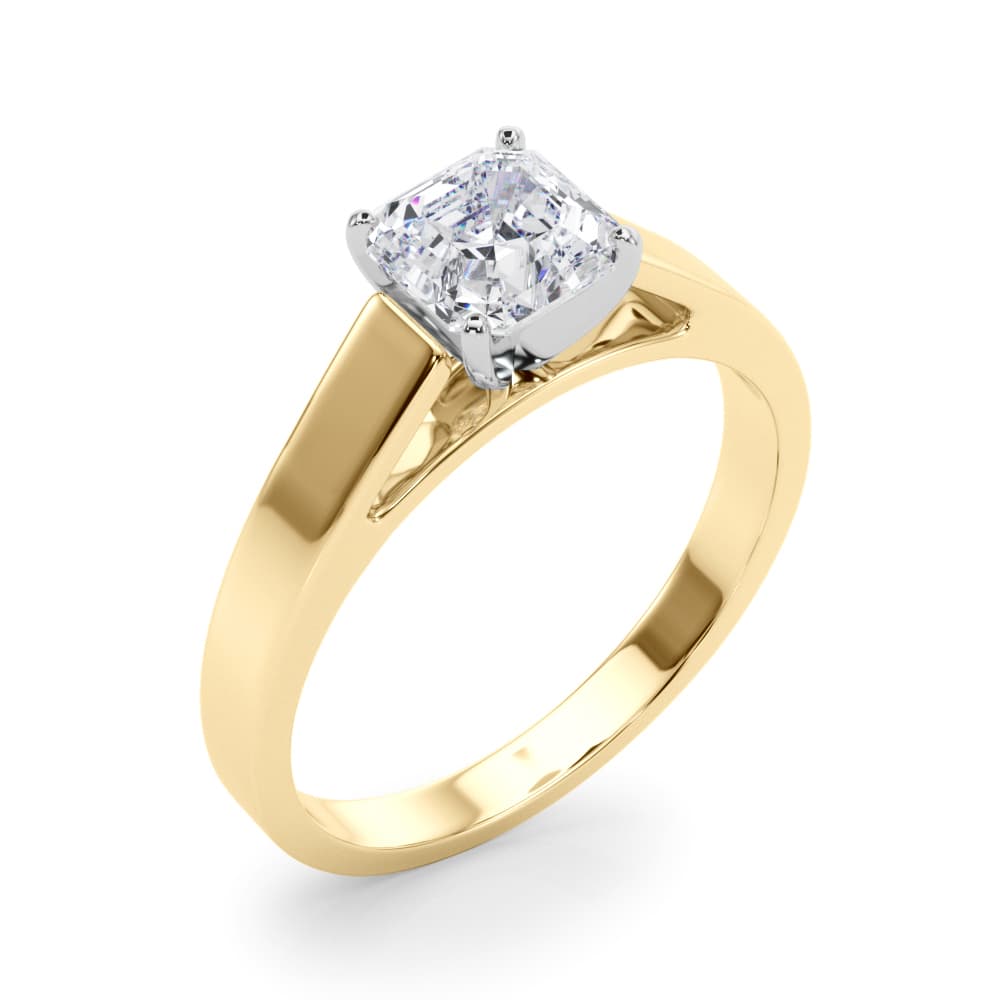 Cathedral Solitaire Engagement Ring, style 81165, Angle view in yellow gold