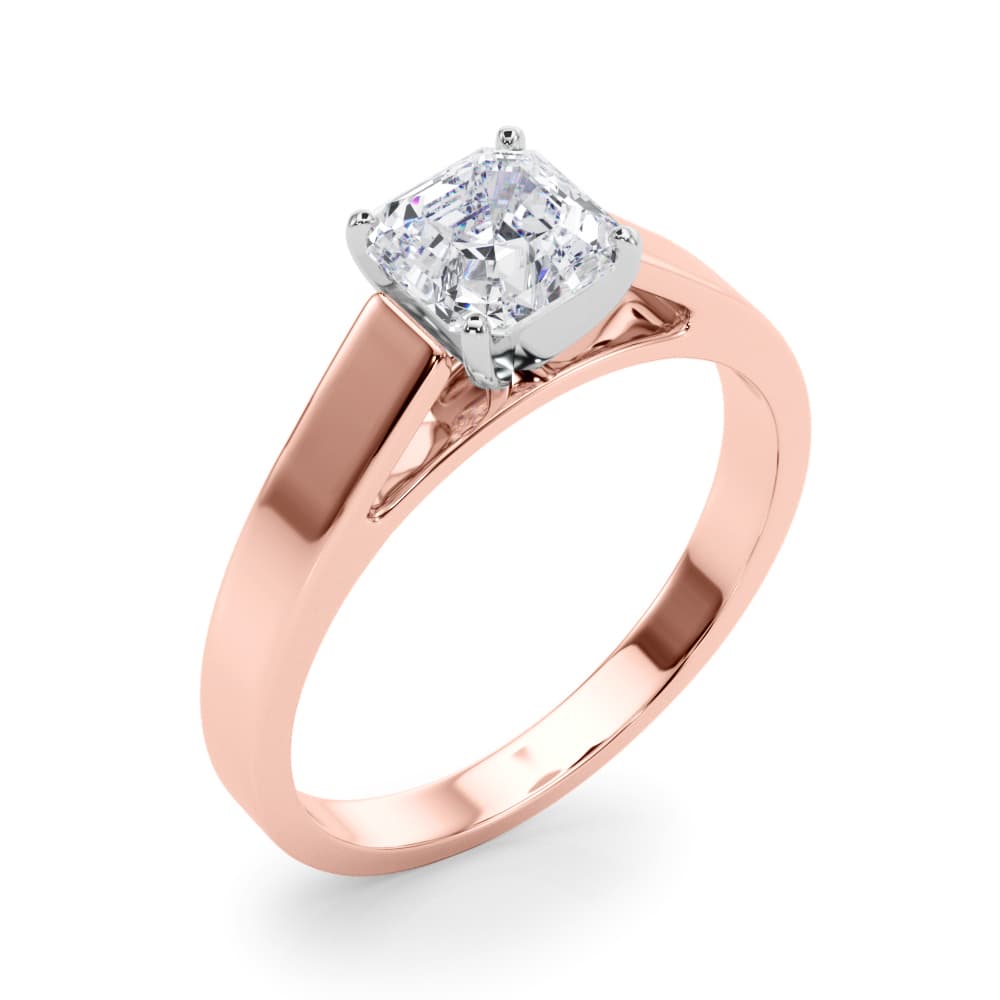 Cathedral Solitaire Engagement Ring, style 81165, Angle view in rose gold