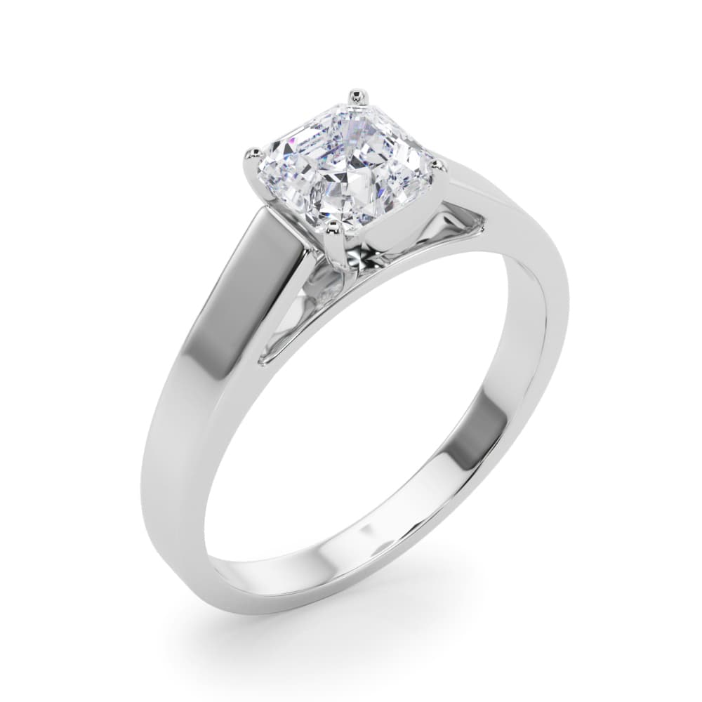 Cathedral Solitaire Engagement Ring, style 81165, Angle view in white gold or platinum