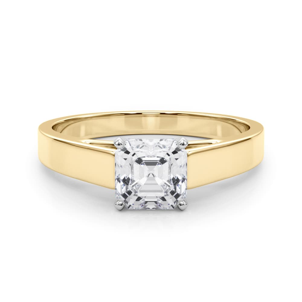 Cathedral Solitaire Engagement Ring, style 81165, On hand view in yellow gold