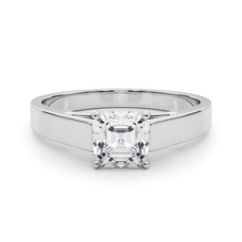 Cathedral Solitaire Engagement Ring, style 81165, On hand view in white gold or platinum