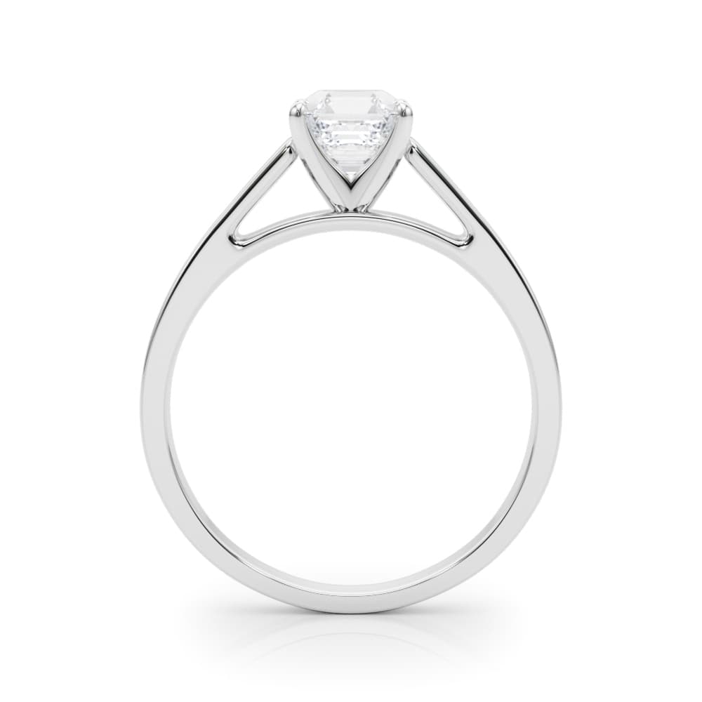 Cathedral Solitaire Engagement Ring, style 81165, Side view in white gold or platinum