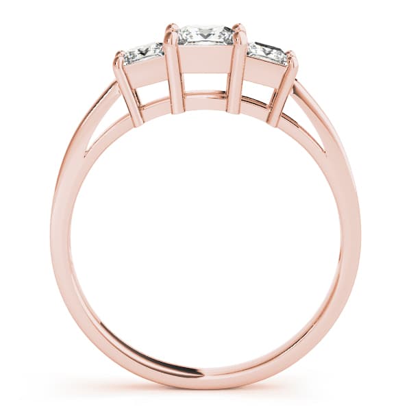 3 Stone Princess Engagement Ring, style 81172, Side view in rose gold
