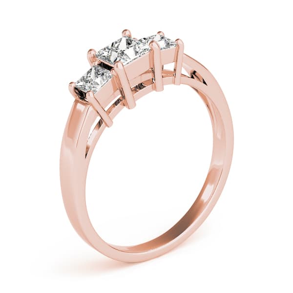 3 Stone Princess Engagement Ring, style 81172, Top view in rose gold