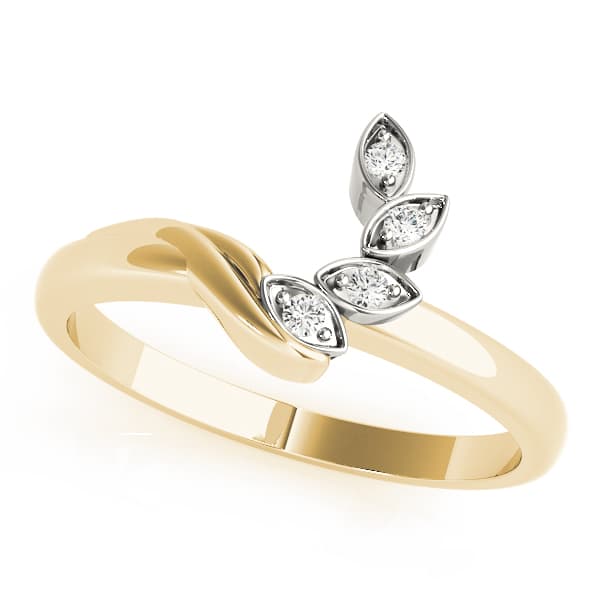 Bypass Marquise Leaf Shape Wedding Bands (0.02 ct. tw.), Front view in yellow gold