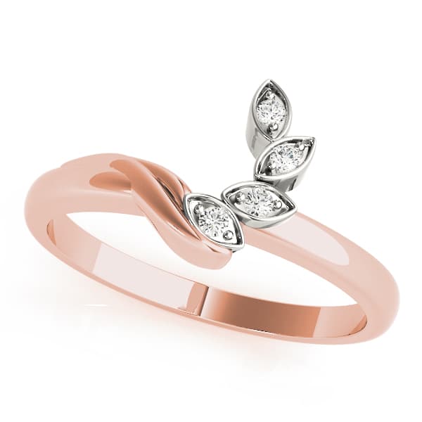 Bypass Marquise Leaf Shape Wedding Bands (0.02 ct. tw.), Front view in rose gold