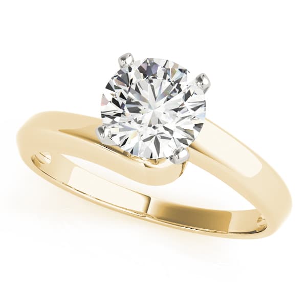 Bypass Solitaire Engagement Ring, style 81206, Front view in yellow gold