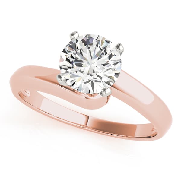 Bypass Solitaire Engagement Ring, style 81206, Front view in rose gold