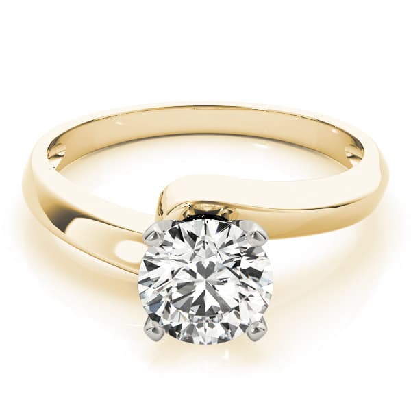 Bypass Solitaire Engagement Ring, style 81206, On hand view in yellow gold