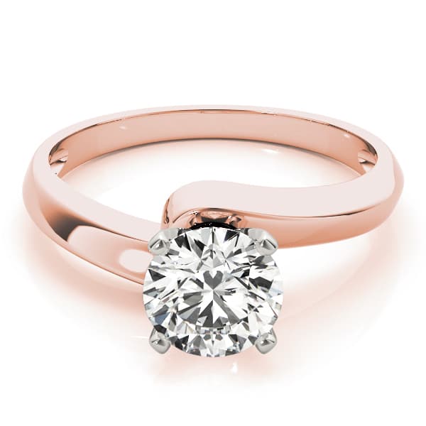 Bypass Solitaire Engagement Ring, style 81206, On hand view in rose gold