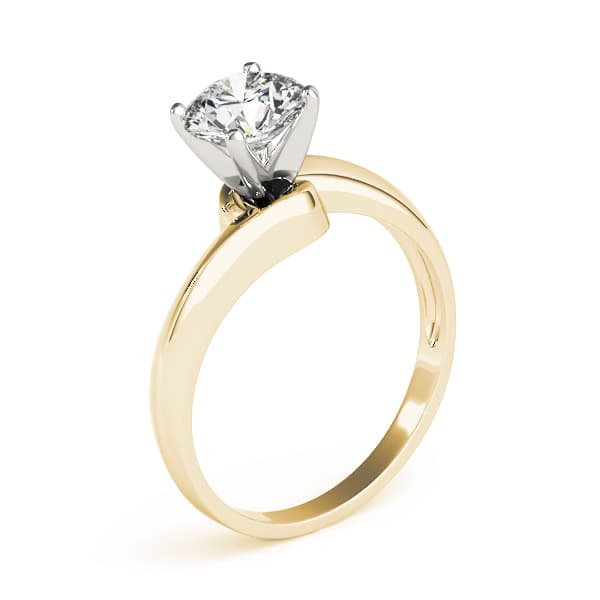 Bypass Solitaire Engagement Ring, style 81206, Top view in yellow gold