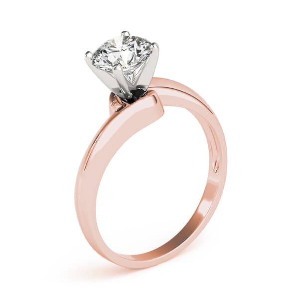 Bypass Solitaire Engagement Ring, style 81206, Top view in rose gold