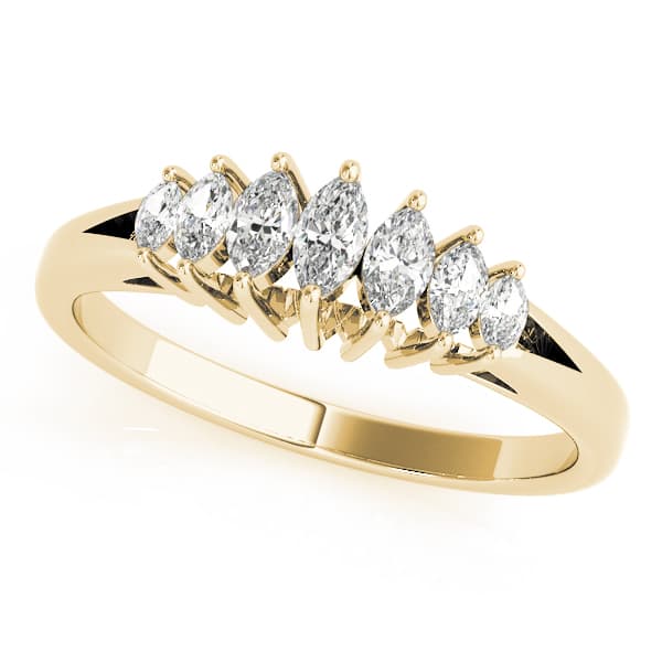 Fancy Shape Marquise Wedding Bands (0.22 ct. tw.), Front view in yellow gold