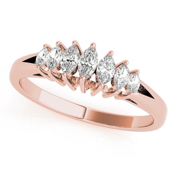 Fancy Shape Marquise Wedding Bands (0.22 ct. tw.), Front view in rose gold