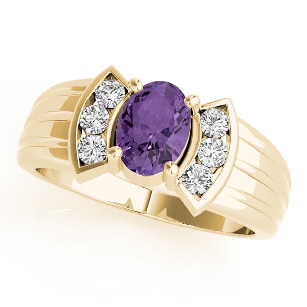 Oval Gemstone Ring (0.18 ct. tw.), Front view in yellow gold