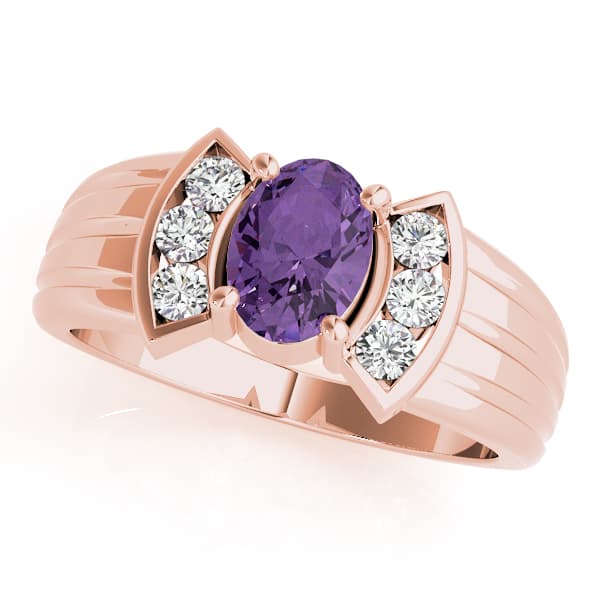 Oval Gemstone Ring (0.18 ct. tw.), Front view in rose gold