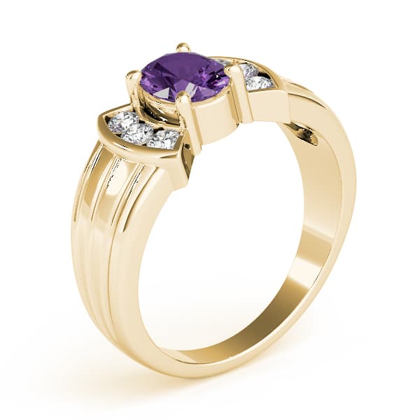 Oval Gemstone Ring (0.18 ct. tw.), Angle view in yellow gold
