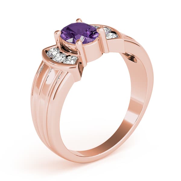 Oval Gemstone Ring (0.18 ct. tw.), Angle view in rose gold
