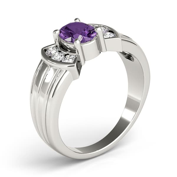 Oval Gemstone Ring (0.18 ct. tw.), Angle view in white gold or platinum