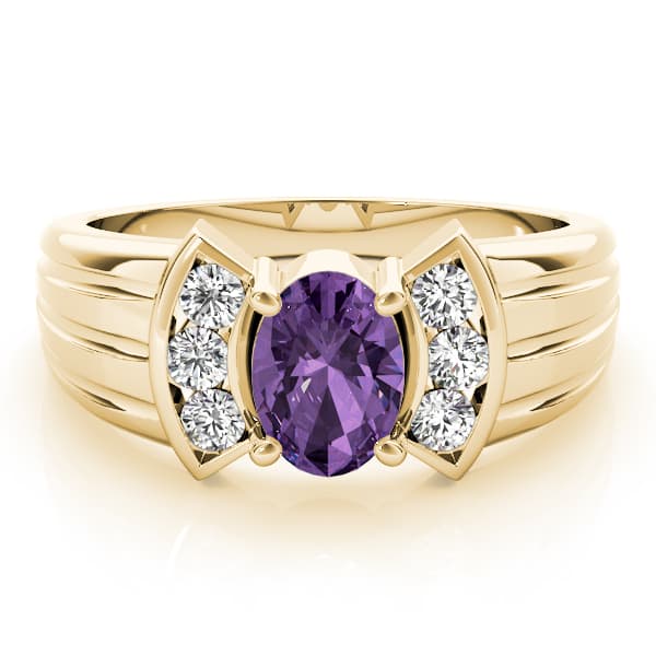 Oval Gemstone Ring (0.18 ct. tw.), On hand view in yellow gold
