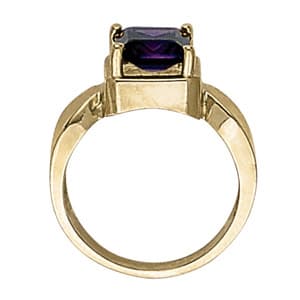 Emerald Gemstone Ring, Side view in white gold or platinum