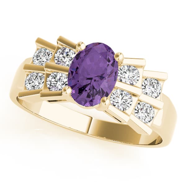 Oval Gemstone Ring (0.4 ct. tw.), Front view in yellow gold