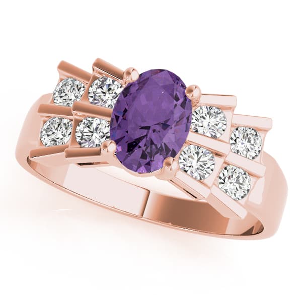 Oval Gemstone Ring (0.4 ct. tw.), Front view in rose gold
