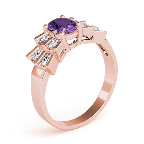 Oval Gemstone Ring (0.4 ct. tw.), Angle view in rose gold