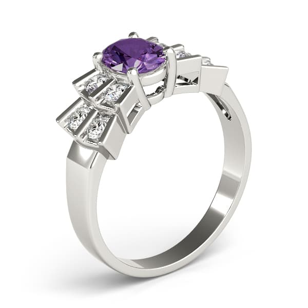 Oval Gemstone Ring (0.4 ct. tw.), Angle view in white gold or platinum