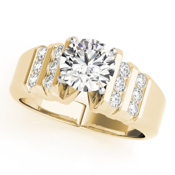 Multi-Row Bar Set Engagement Ring, style 81223, Front view in yellow gold