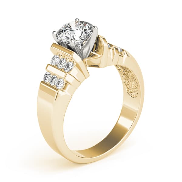 Multi-Row Bar Set Engagement Ring, style 81223, Top view in yellow gold