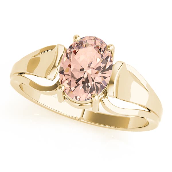 Solitaire Cathedral Color Engagement Ring, style 81239, Front view in yellow gold