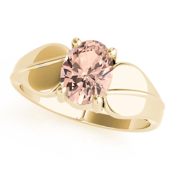 Oval Gemstone Ring, Front view in yellow gold