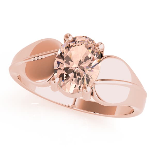 Oval Gemstone Ring, Front view in rose gold
