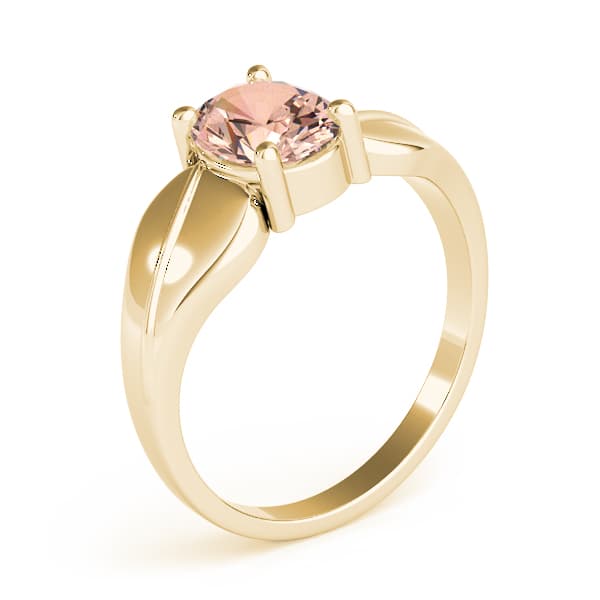 Oval Gemstone Ring, Angle view in yellow gold