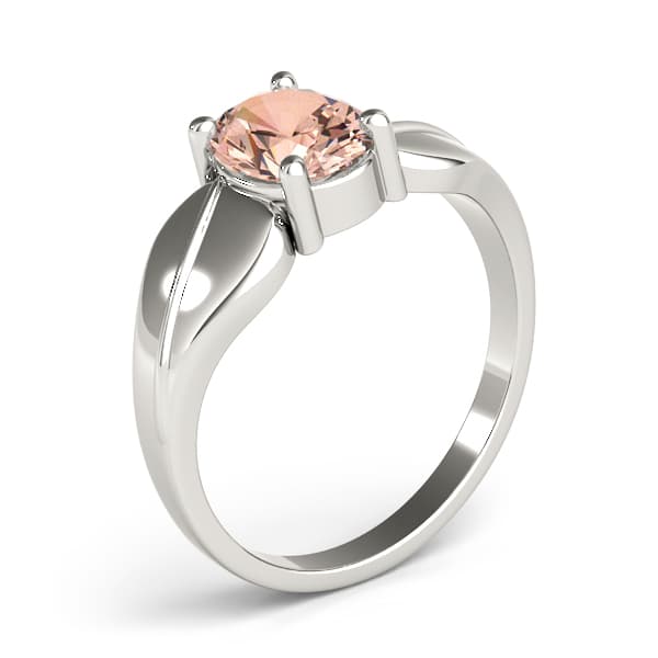 Oval Gemstone Ring, Angle view in white gold or platinum