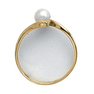 Pearl Gemstone Ring, Side view in white gold or platinum