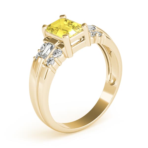Emerald Gemstone Ring (0.28 ct. tw.), Angle view in yellow gold