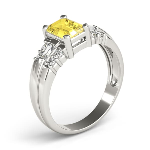 Emerald Gemstone Ring (0.28 ct. tw.), Angle view in white gold or platinum
