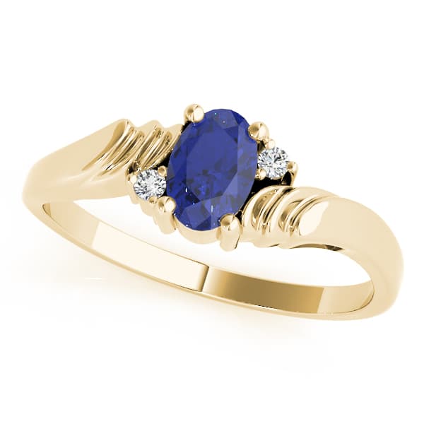 Oval Gemstone Ring (0.02 ct. tw.), Front view in yellow gold