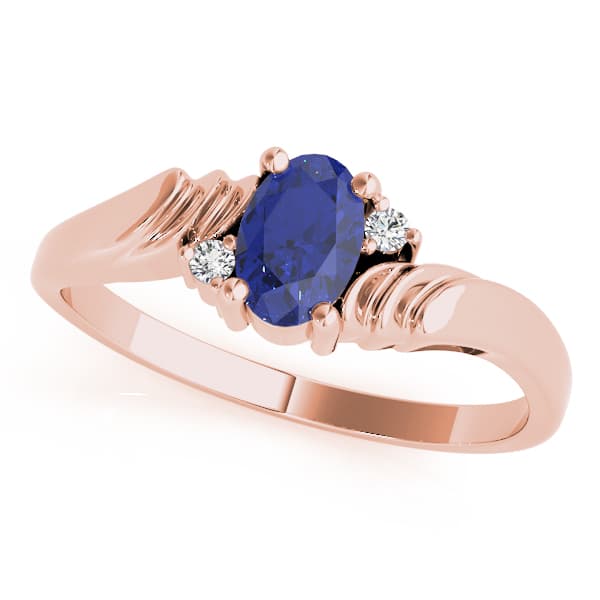 Oval Gemstone Ring (0.02 ct. tw.), Front view in rose gold