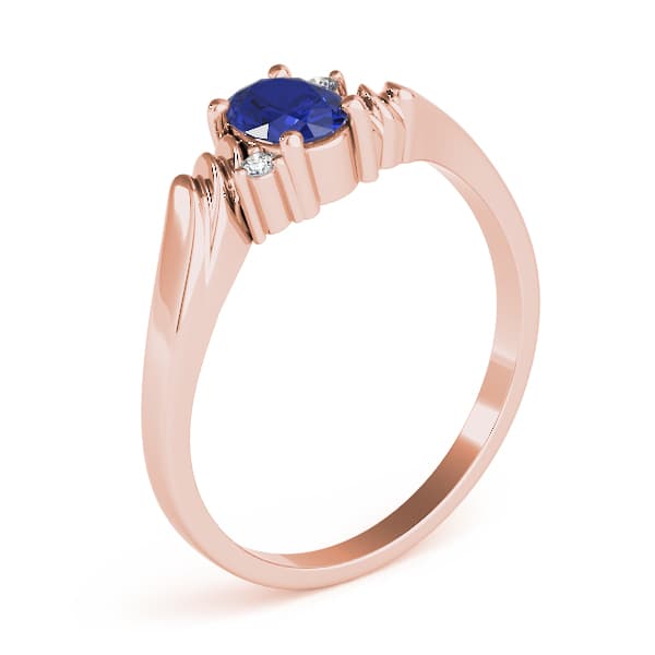 Oval Gemstone Ring (0.02 ct. tw.), Angle view in rose gold