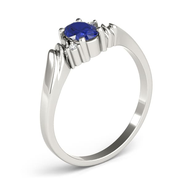 Oval Gemstone Ring (0.02 ct. tw.), Angle view in white gold or platinum