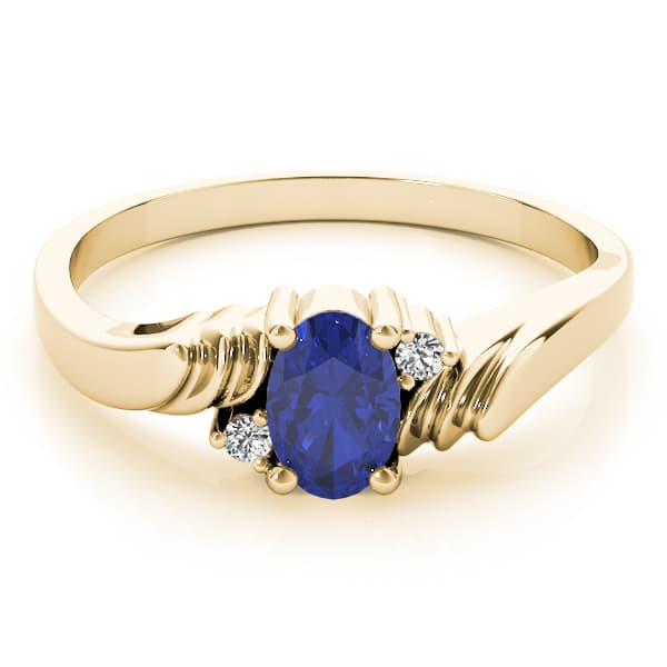 Oval Gemstone Ring (0.02 ct. tw.), On hand view in yellow gold