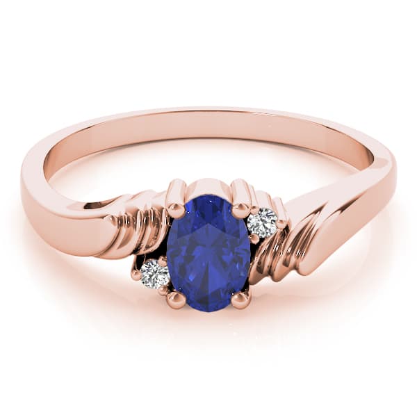 Oval Gemstone Ring (0.02 ct. tw.), On hand view in rose gold