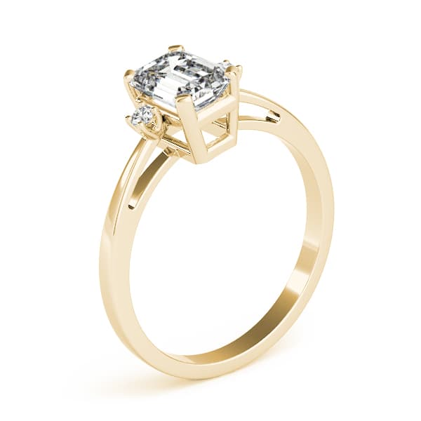 3-Stone Emerald Cut Engagement Ring, style 81330, Angle view in yellow gold