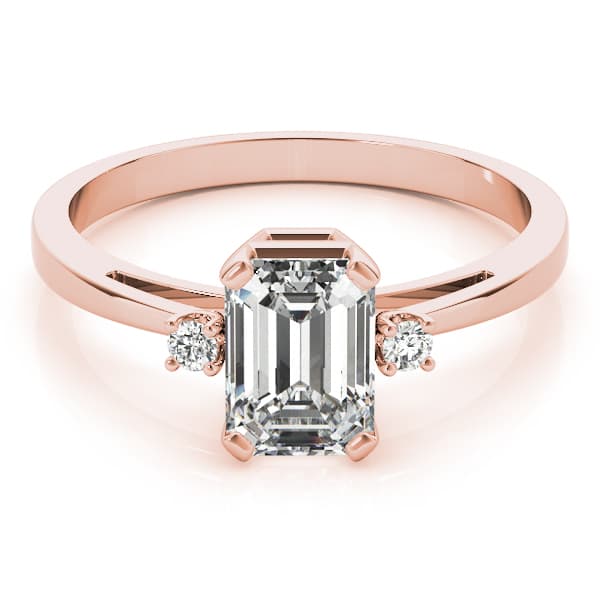 3-Stone Emerald Cut Engagement Ring, style 81330, On hand view in rose gold
