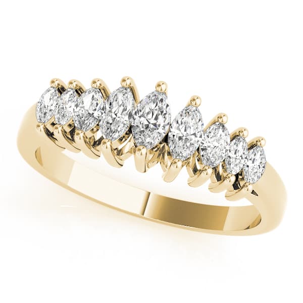 Fancy Shape Marquise Wedding Band (0.42 ct. tw.), Front view in yellow gold